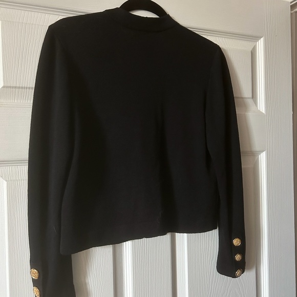 ST John Black Cropped Knit Cardigan Size 2 - Picture 8 of 8